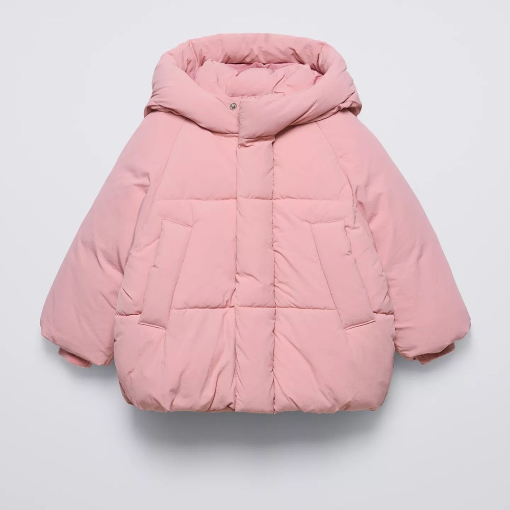 Zara Kids Water Repellent Pink Puffer Coat Jacket Size 2